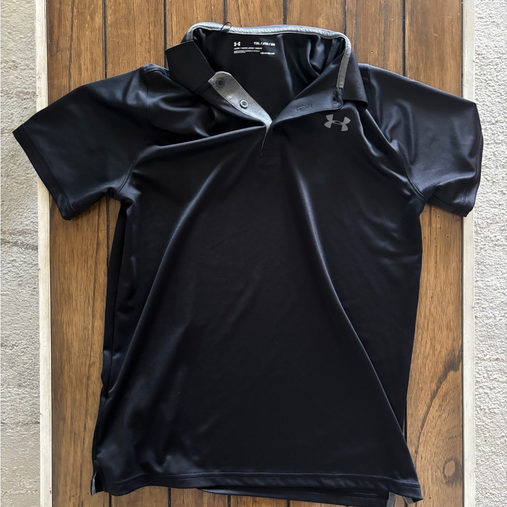 Under Armour Gray and Black HeatGear Polo